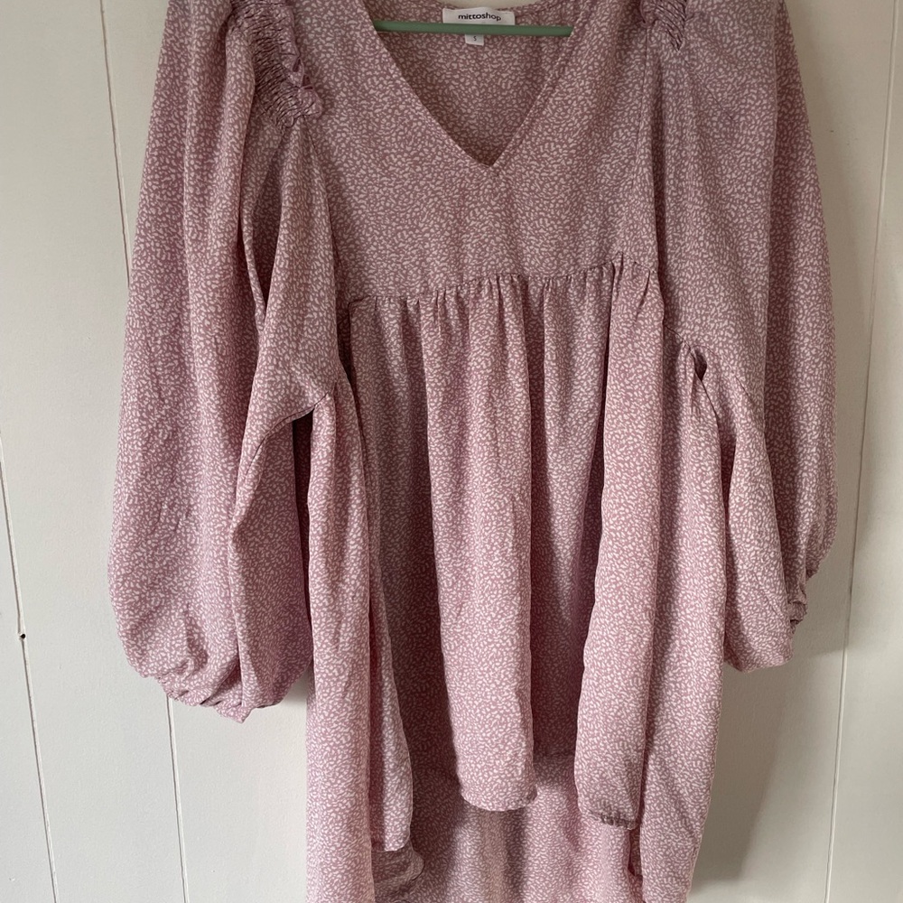 Pink Floral V-Neck Blouse